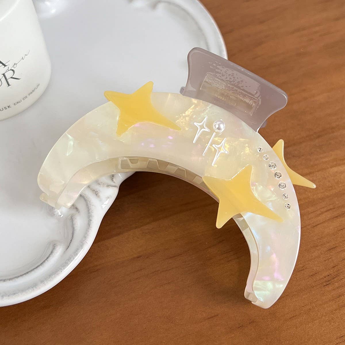 Star & Moon Rhinestone Hair Claw Acetate Clip_CWAHA5821