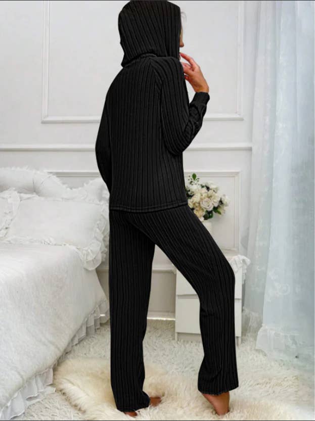 PIT WOOLEN HOODED TOP FASHION TROUSERS HOME SUIT