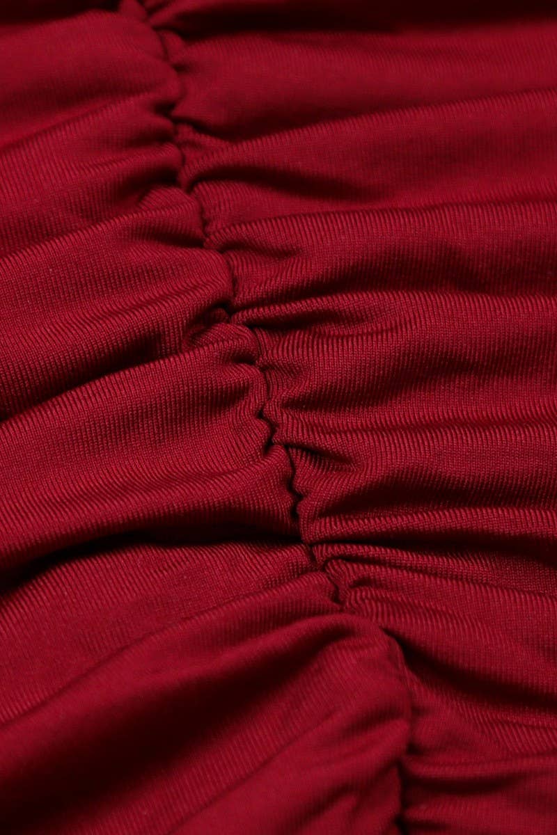 CWDSD10769_FITTED LONG SLEEVE PUFF SHOULDER BODYCON DRESS