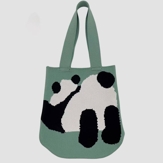 WOMEN CASUAL PANDA KNITTED HANDBAG SHOULDER BAG_CWAB0850