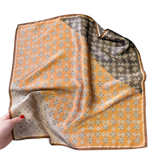 Summer Silk Scarf ??Colorblock Plaid Print Square_CWASC0601