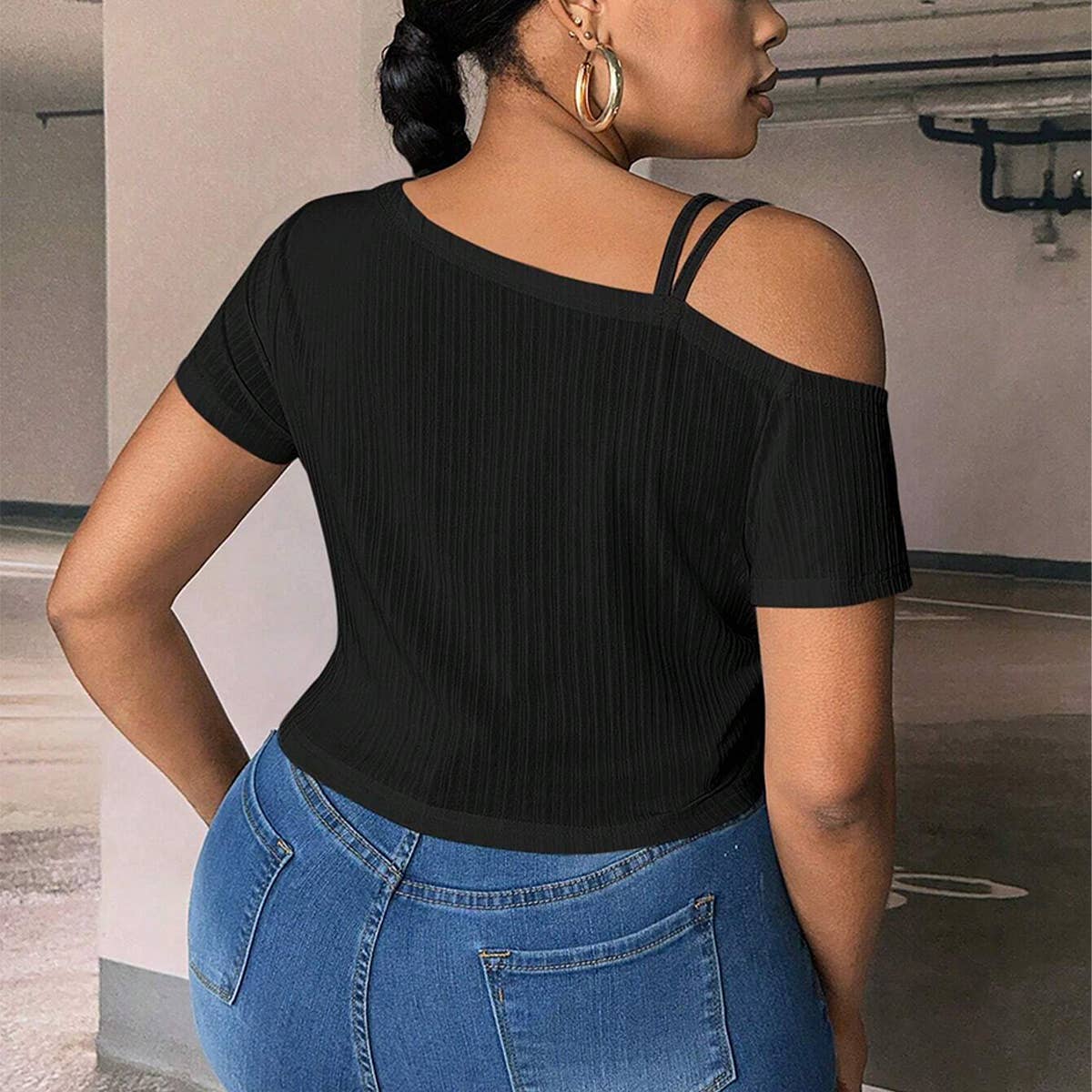 Asymmetrical One Shoulder Slim Fit Summer Top_CWTHT0272