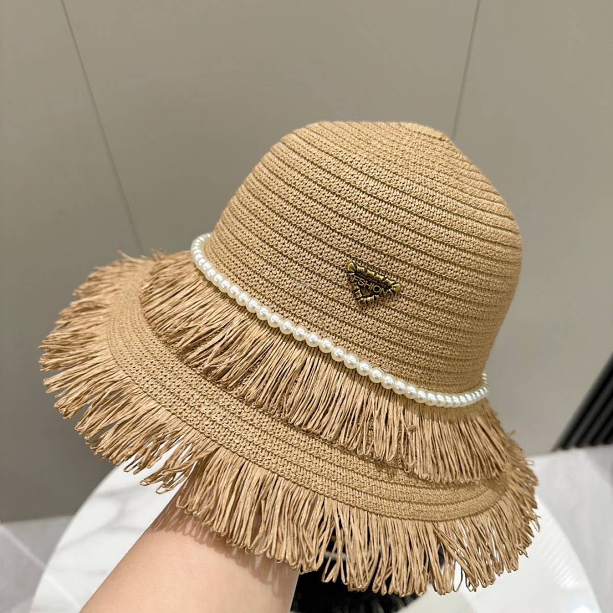 Summer beach vacation tassel straw hat_CWAH3511