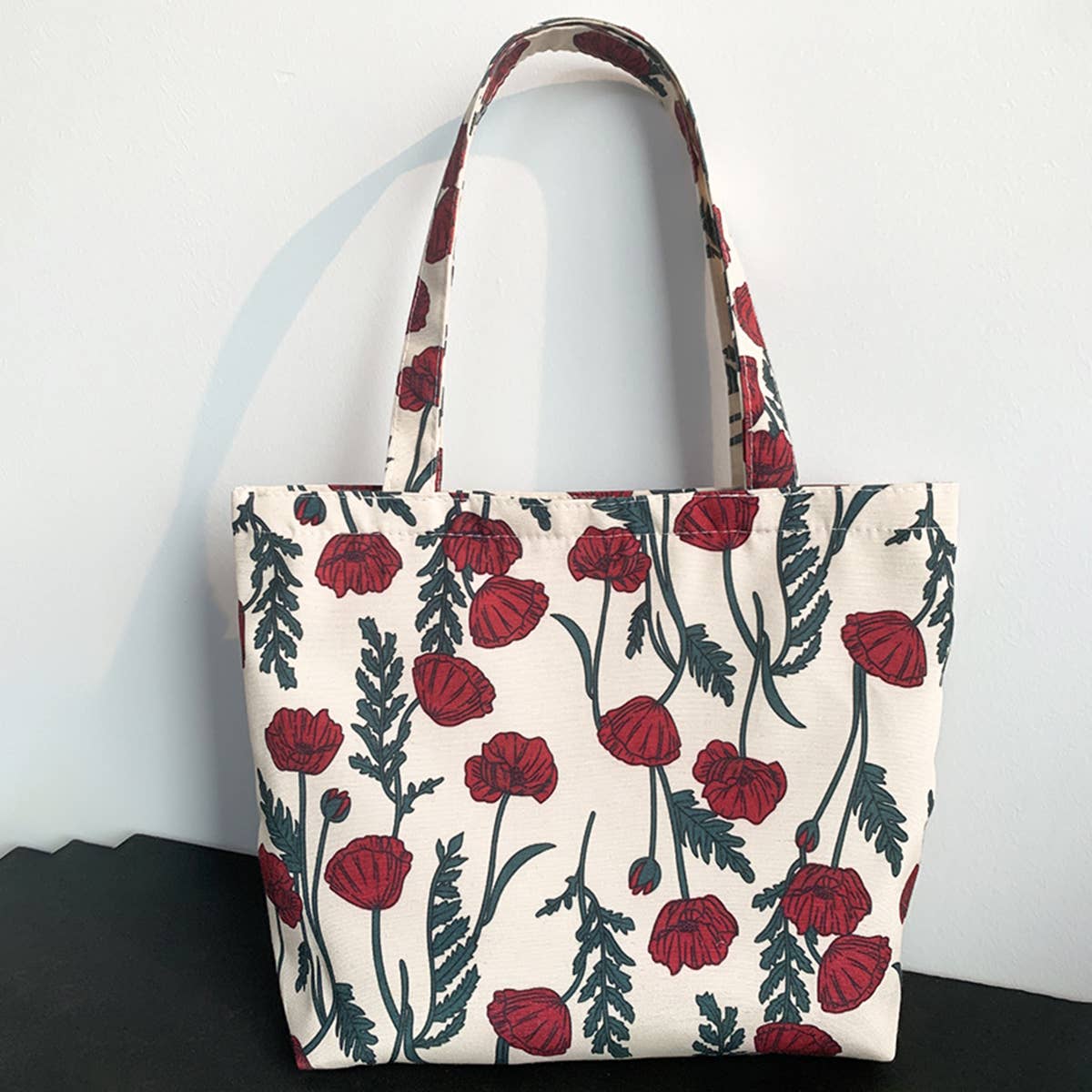 CANVAS TOTE BAGS WITH FRESH FLORAL PLAID_CWAB2047