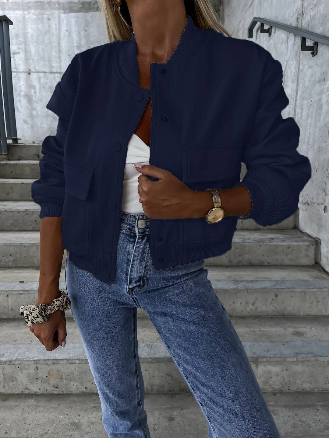 AUTUMN AND WINTER JACKET WITH STAND-UP COLLAR