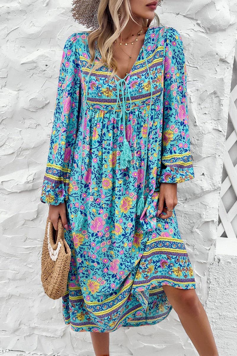 CWDMD4633_SPRING AND SUMMER LEISURE RESORT PRINT DRESS