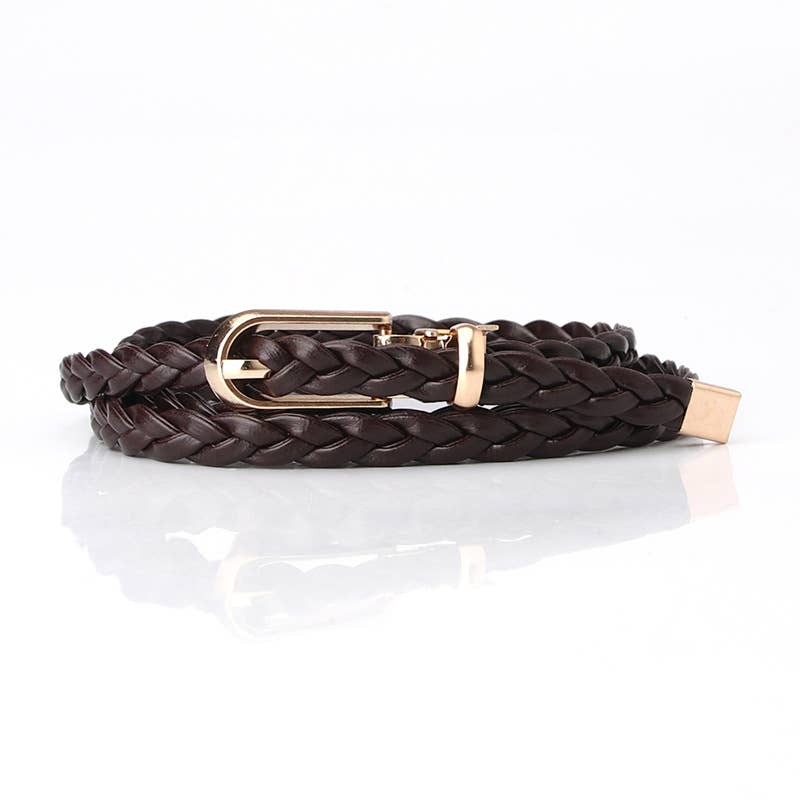 Fashionable ladies weave thin waist belts