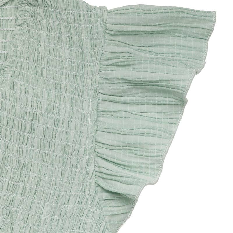 V-Neck Textured Split Hem Light Green Dress