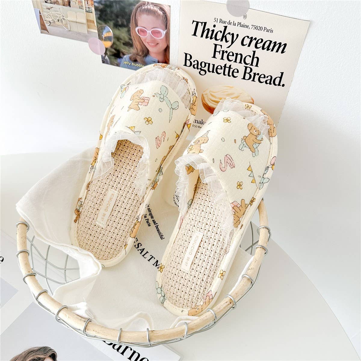 WOMEN'S LINEN BOTTOM NON-SLIP HOME SLIPPERS