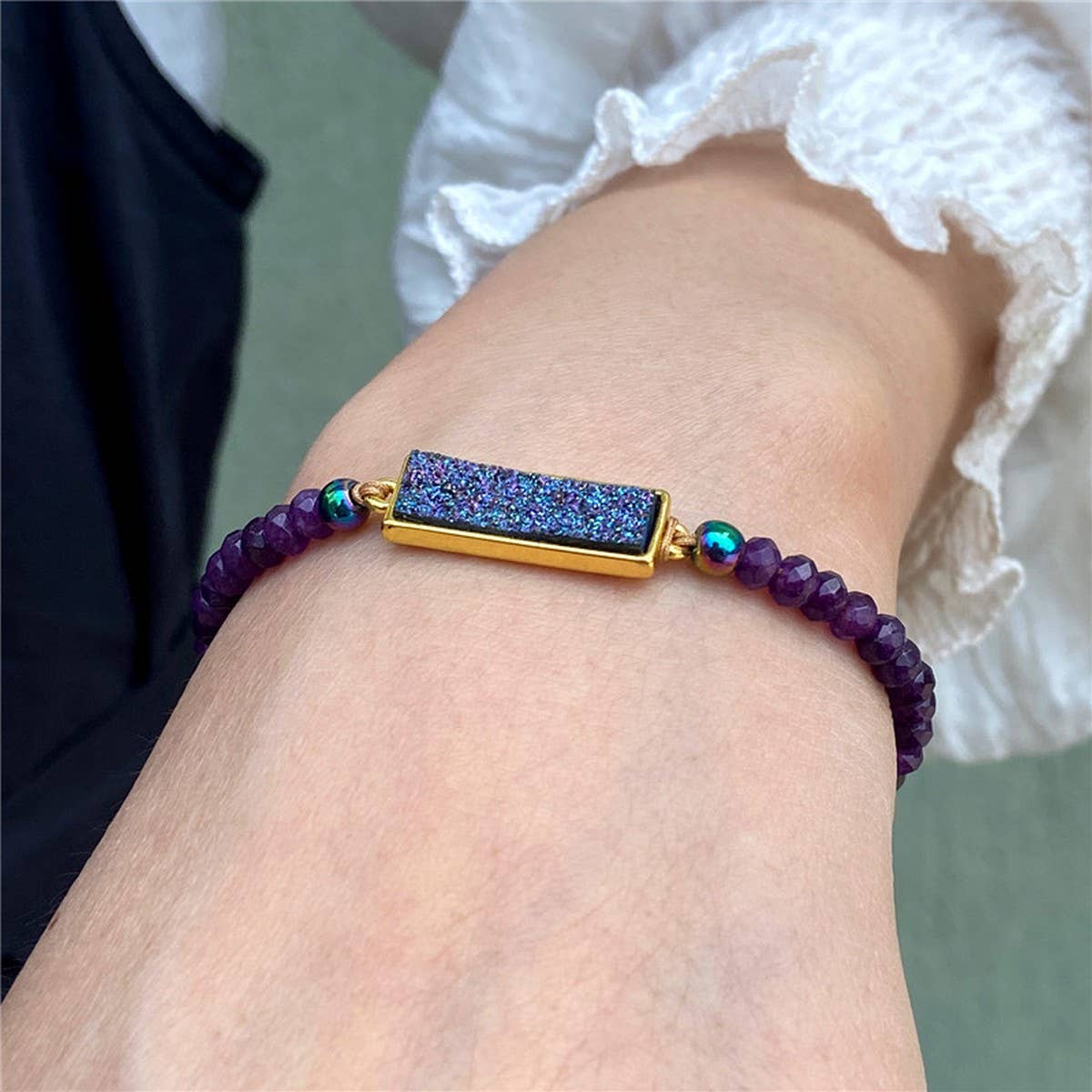 CWAJE3878_NATURAL STONE BEADS ADJUSTABLE BRAIDED BRACELET