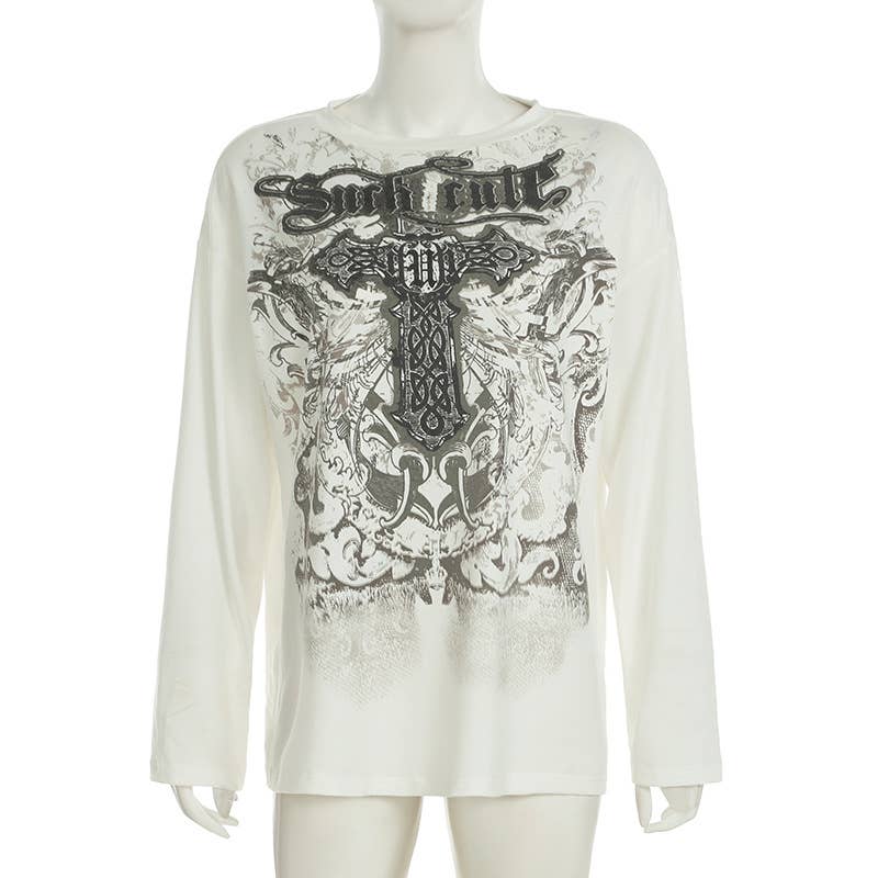 VINTAGE LOOSE LONG-SLEEVED CREW NECK T-SHIRT