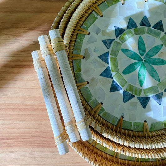 RATTAN SHELL STORAGE BASKET THREE-PIECE SET_CWMM4492