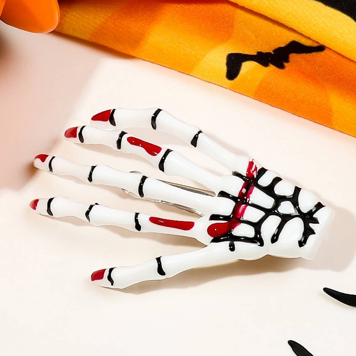 Halloween Skeleton Hand Hair Duckbill Clip_CWAHA1643