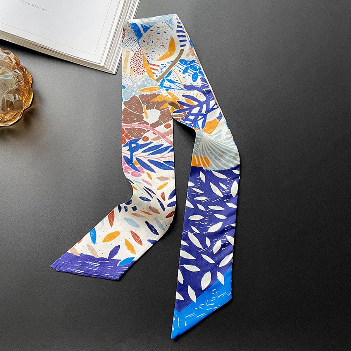 NARROW DECORATIVE SILK SCARF WITH TIEABLE BOW