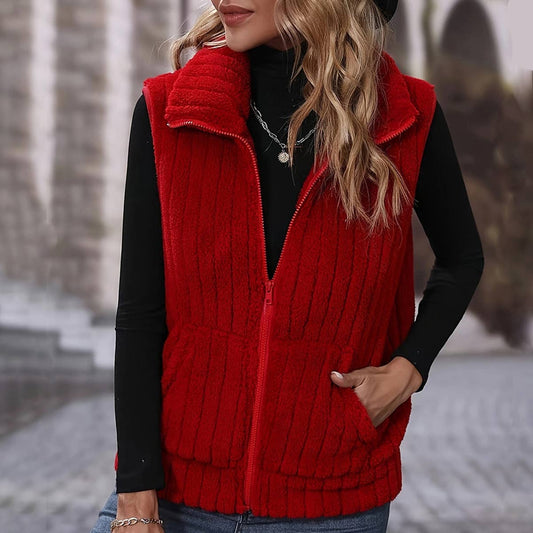 TEMPERAMENT PLUSH SOLID COLOR WAISTCOAT