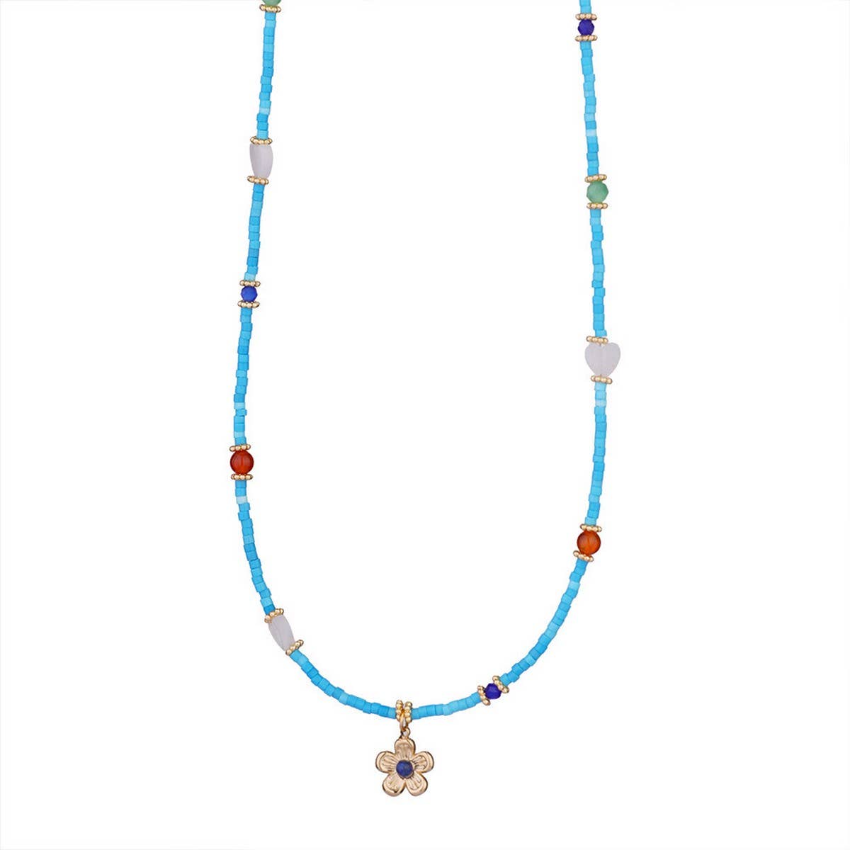 Original Natural Stone Necklace with Steel Pendant_CWMM8832