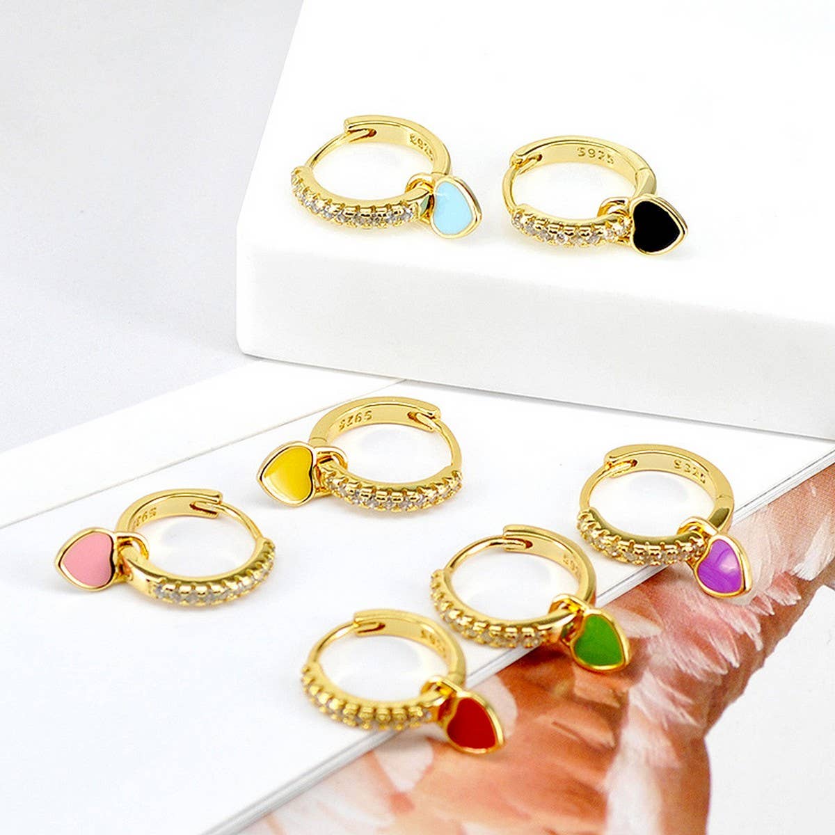 NEW SIMPLE MULTI-COLOR LOVE GEOMETRIC EARRINGS