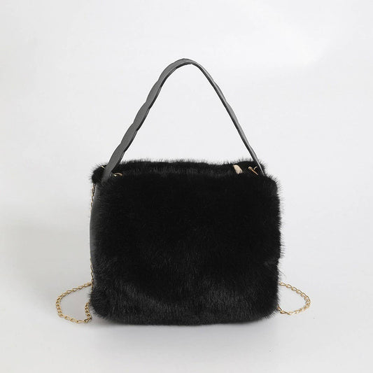 Plush Tote Handbag Soft Chain Shoulder Bag_CUAB00582