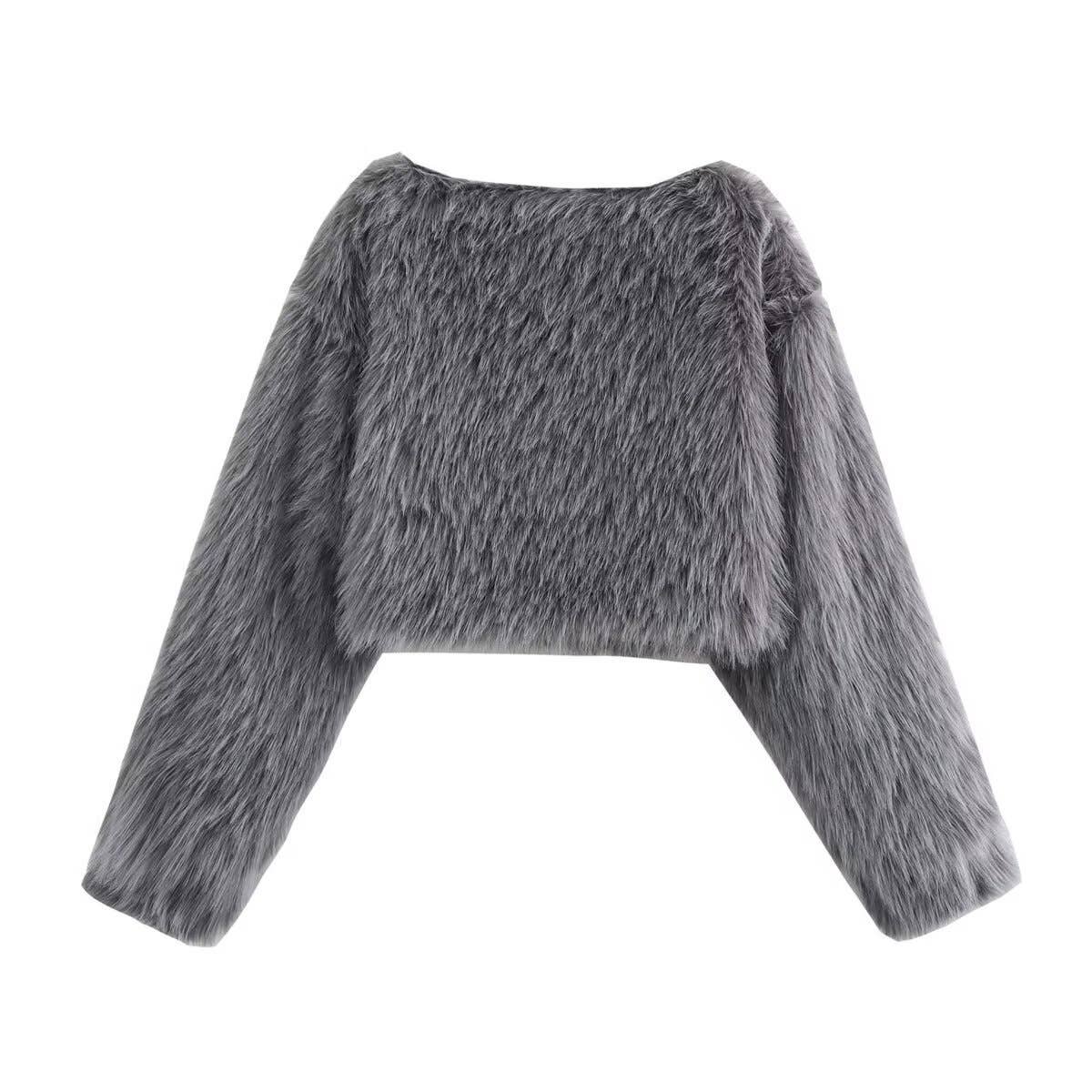 Fashion simple woolen long-sleeved sweatshirt