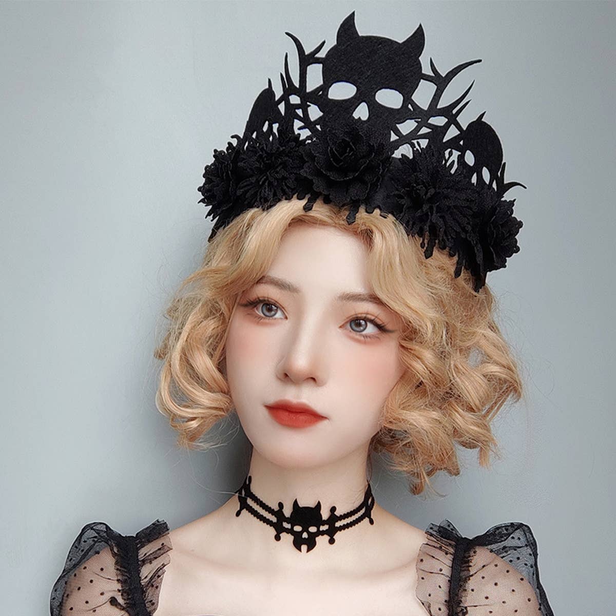 HALLOWEEN WITCH DEMON SKULL FLOWER CROWN