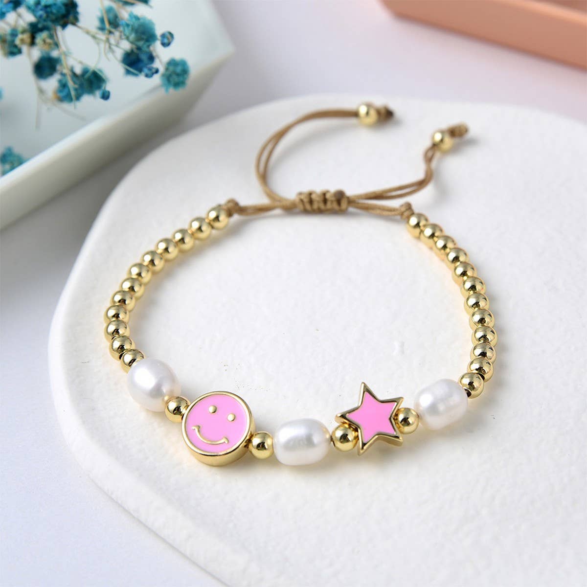 CWAJE4562_COLORFUL FIVE-POINTED STAR SMILEY FACE BRACELET