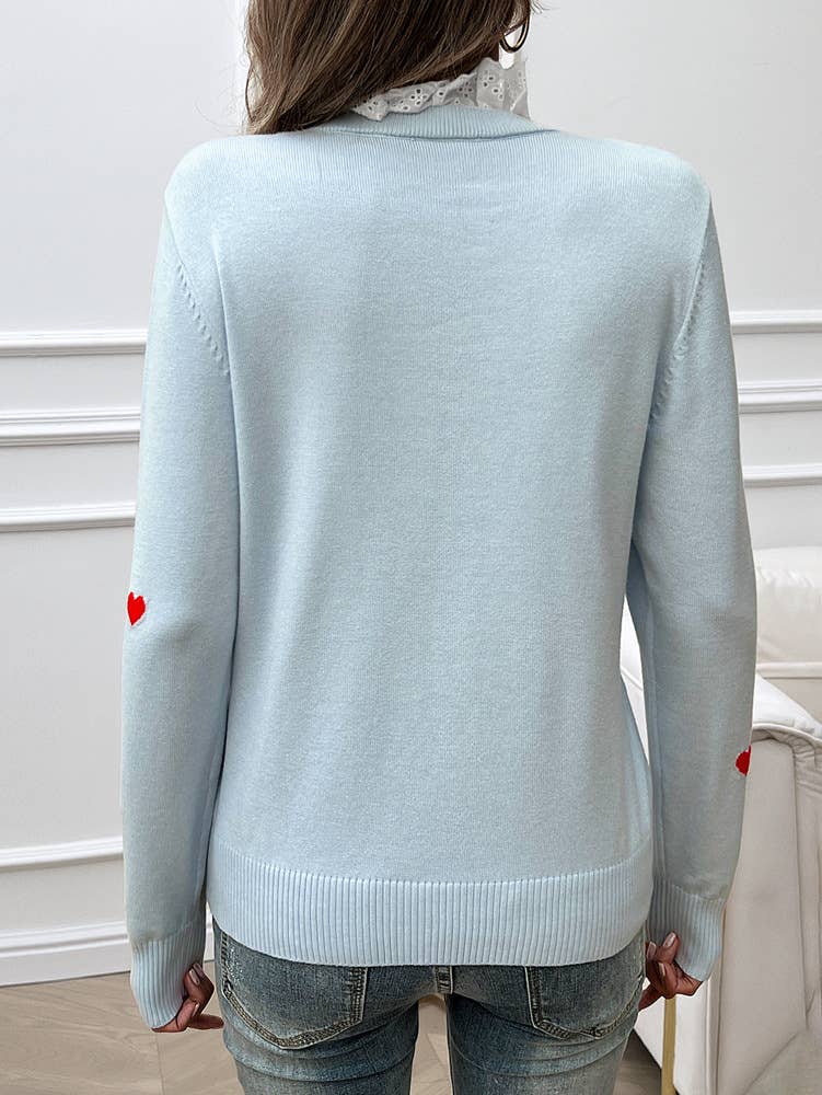 TEMPERAMENT CASUAL EMBROIDERED LOVE SWEATER