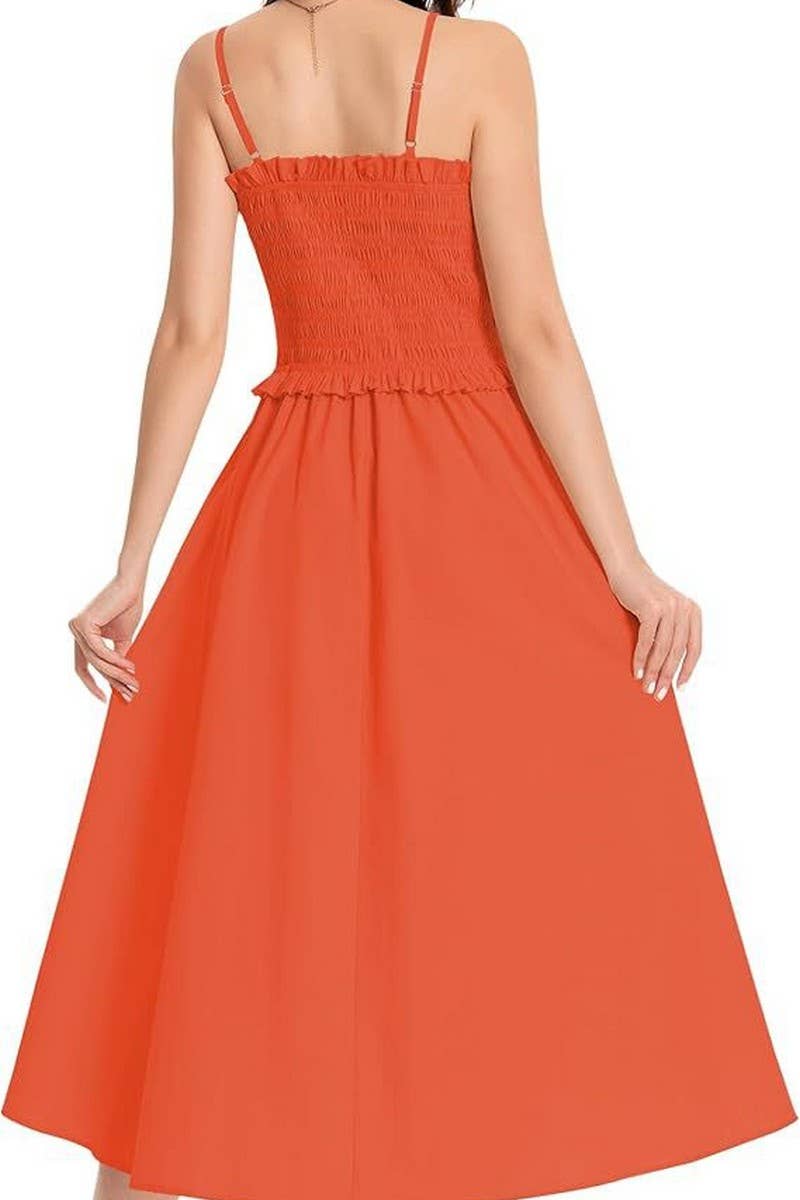 CWDMD5855_SOLID SLIM FIT WAIST TIE STRAP MAXI DRESS