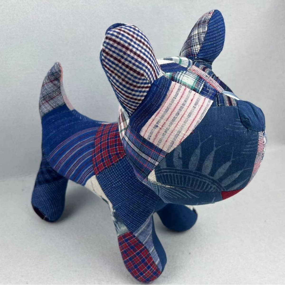 Indigo Dyed Fabric Patchwork Plush Animal Toy