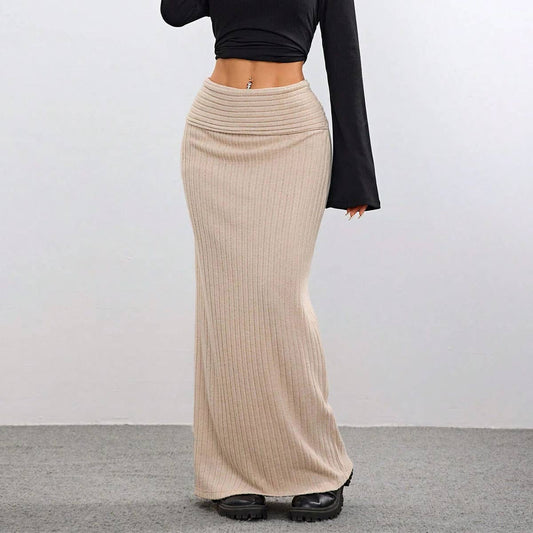 HIGH-WAISTED SLIMMING SOLID COLOR CASUAL SKIRT