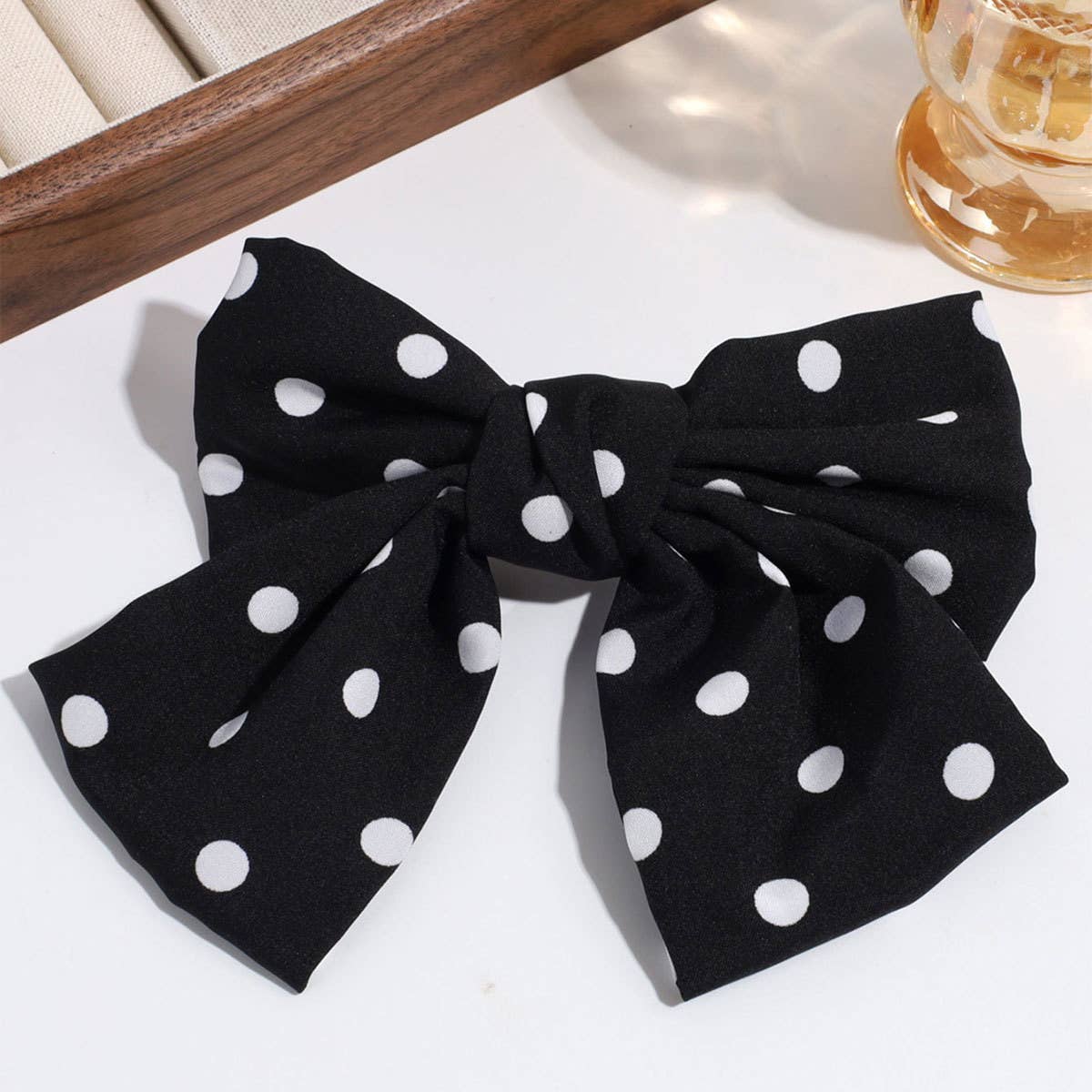 SIMPLE AND ELEGANT FLOWER DOT BOW CLIP