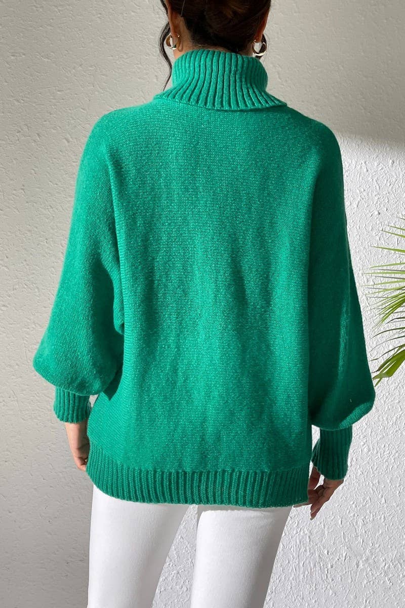 CWOCO00193_WOMEN TURTLENECK SOLID KNIT SWEATER WITH CROCHET