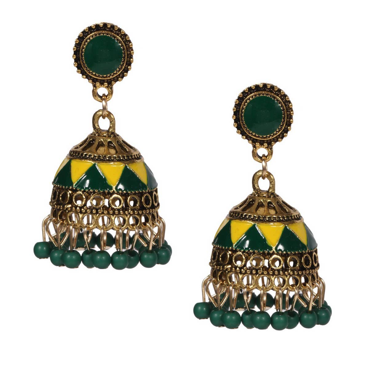 CWAJE05678_BOHO COLORFUL BEADED TASSEL BELL DROP EARRINGS