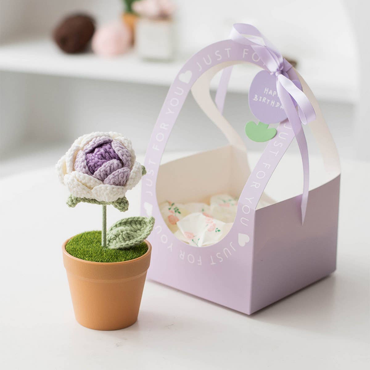 CWMM9272_HANDMADE CROCHETED BOUQUET GIFT SUNFLOWER POT