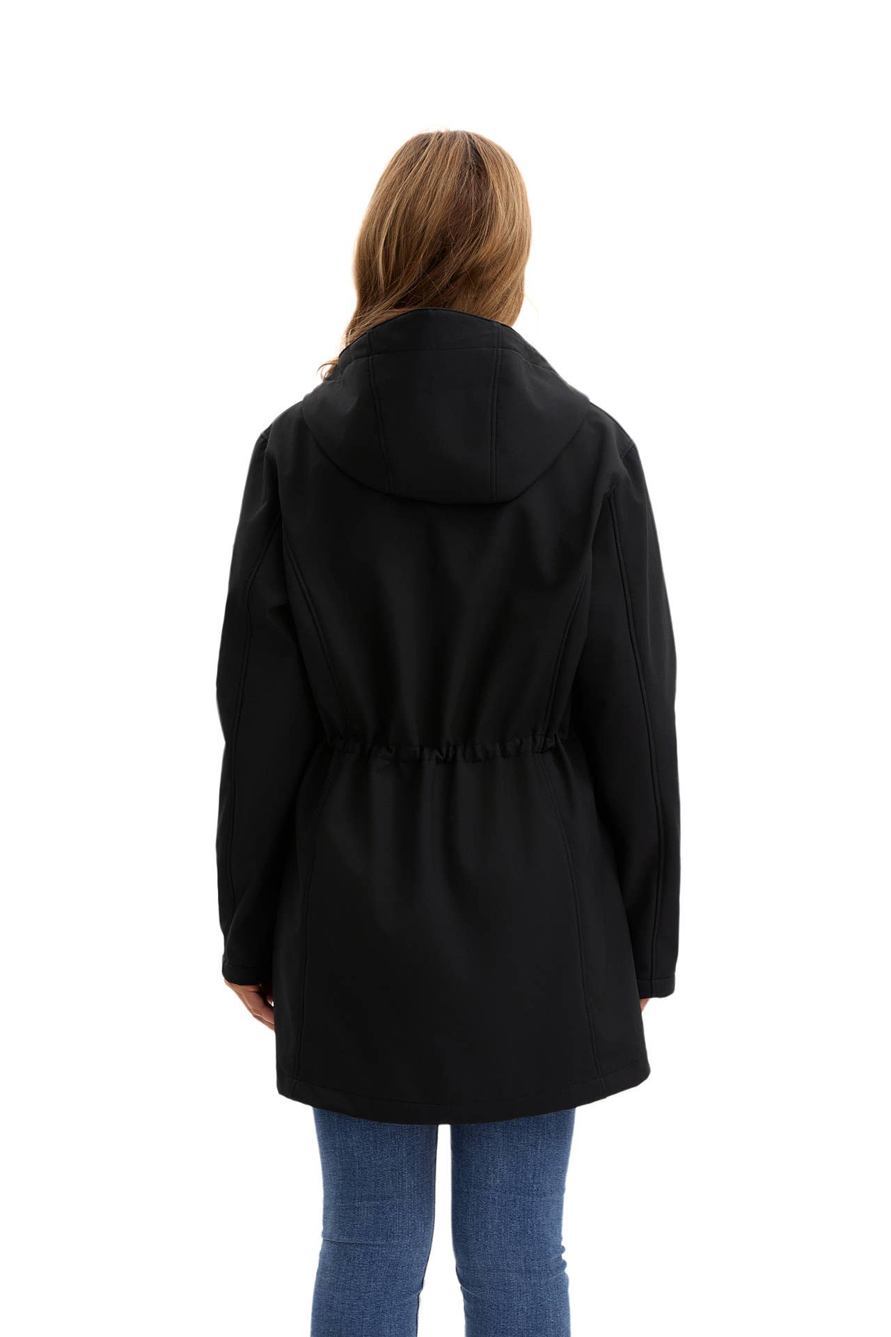 Hooded multi-pocket fleece down jacket