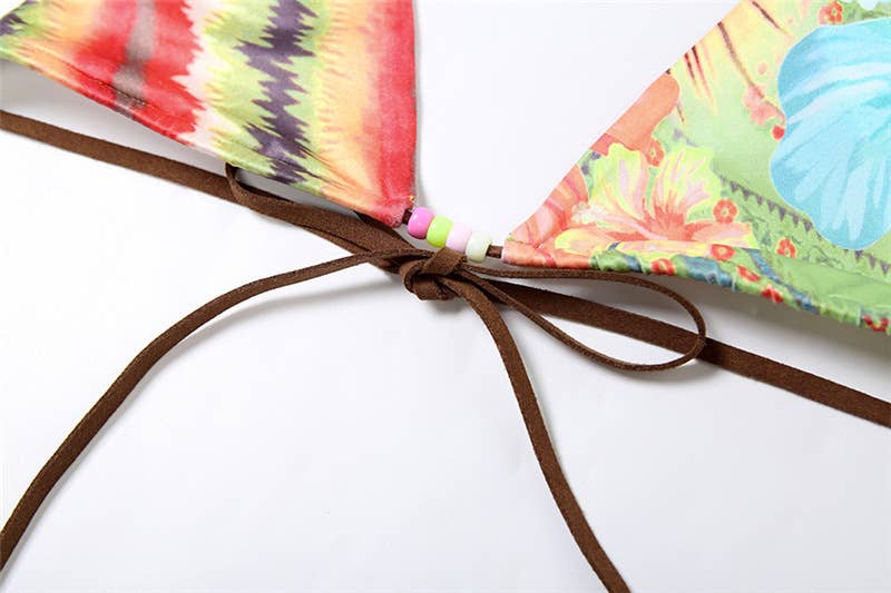 Printed Tie-Up Push-Up Bikini Set