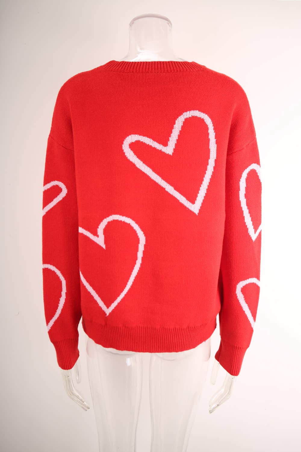 Valentine's Day color contrast heart pullover sweater