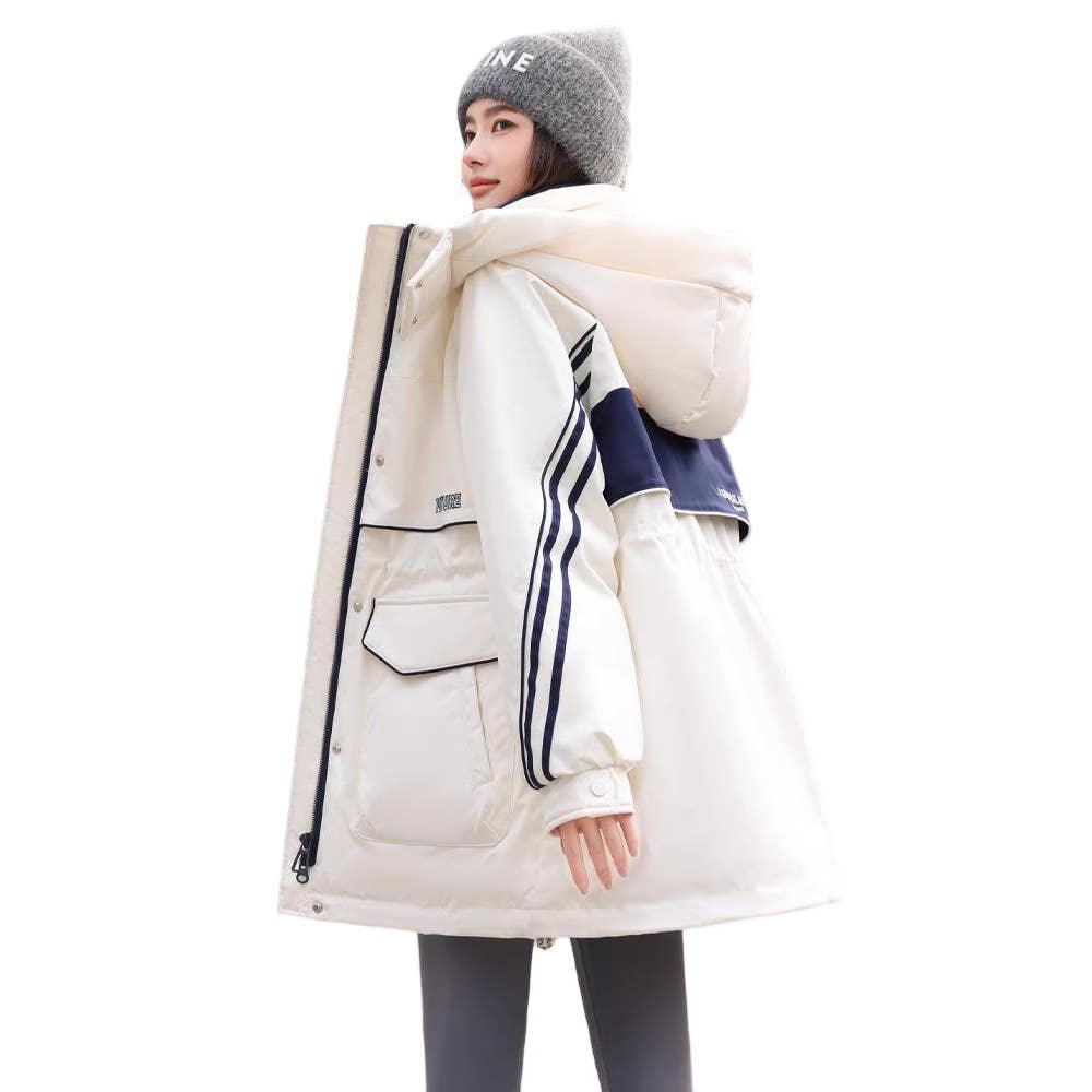 Hooded,color-blocked windproof, cotton jacket