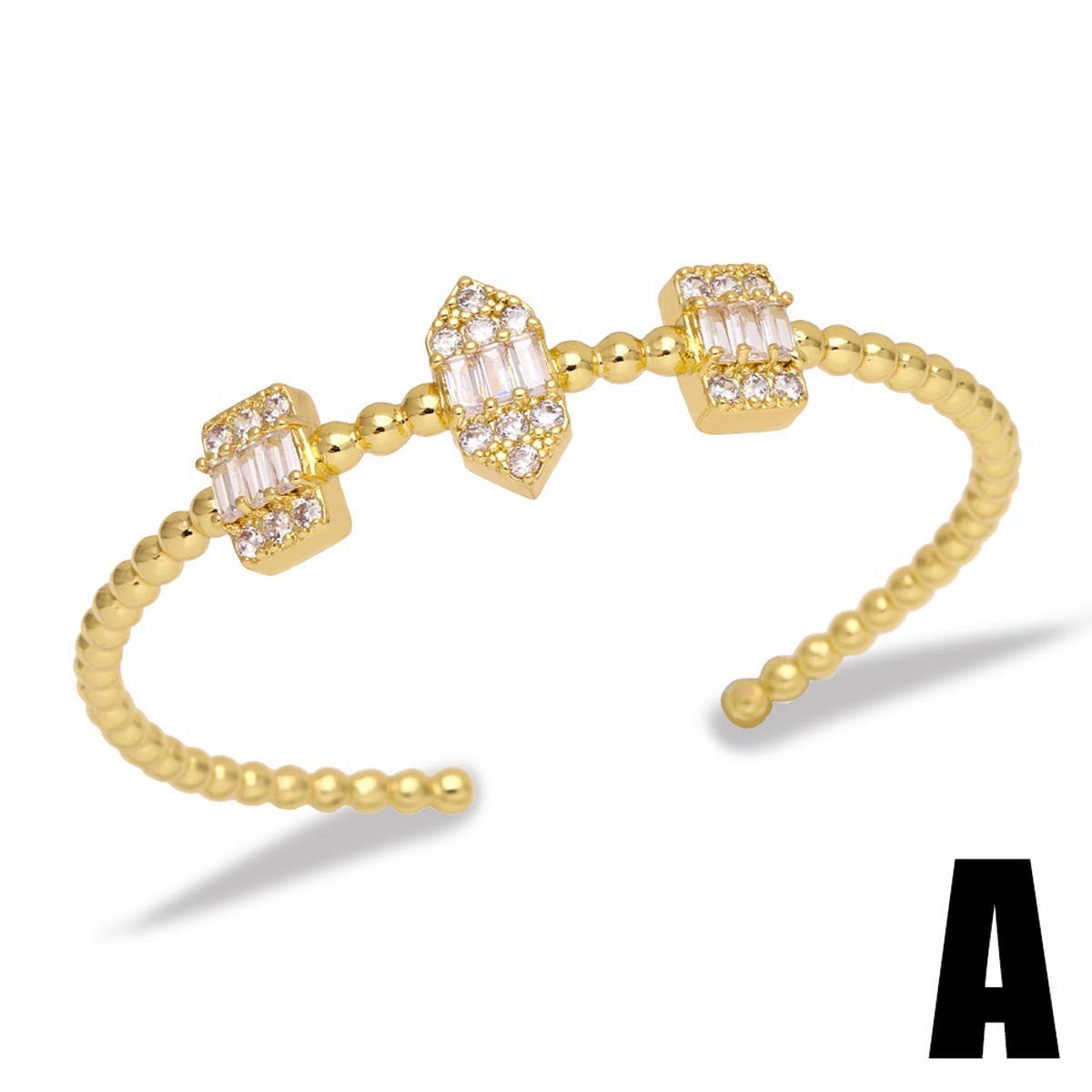 PERSONALIZED DIAMOND PLATED GOLD PLATED BRACELET_CWAJE0877