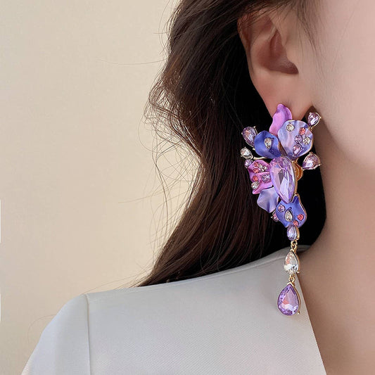 FLOWER TASSEL EXAGGERATED PERSONALITY EARRINGS