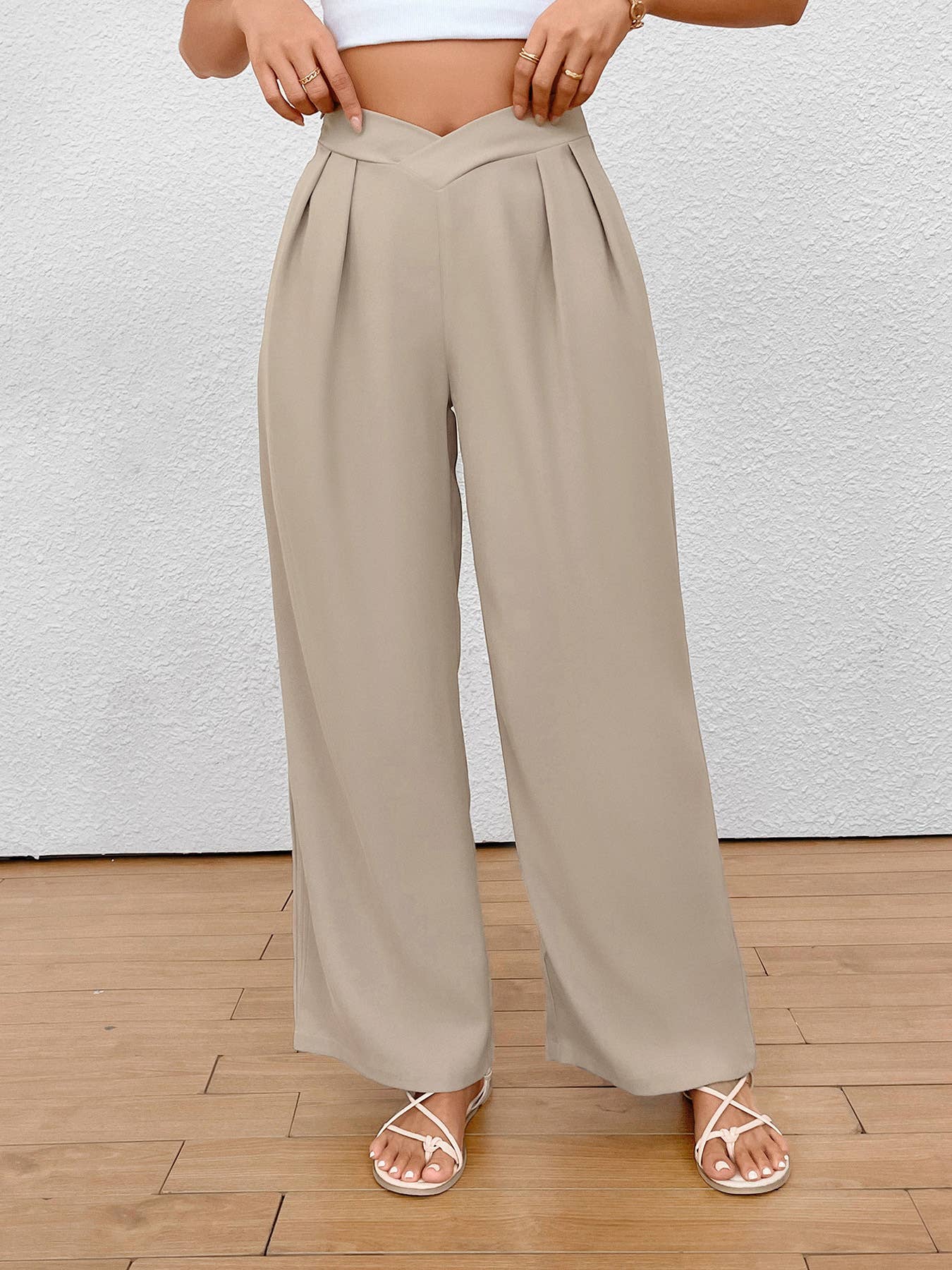 CROSS-WAISTED COMMUTER STRAIGHT-LEG PANTS