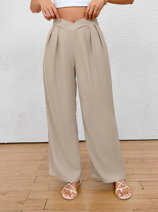 CROSS-WAISTED COMMUTER STRAIGHT-LEG PANTS