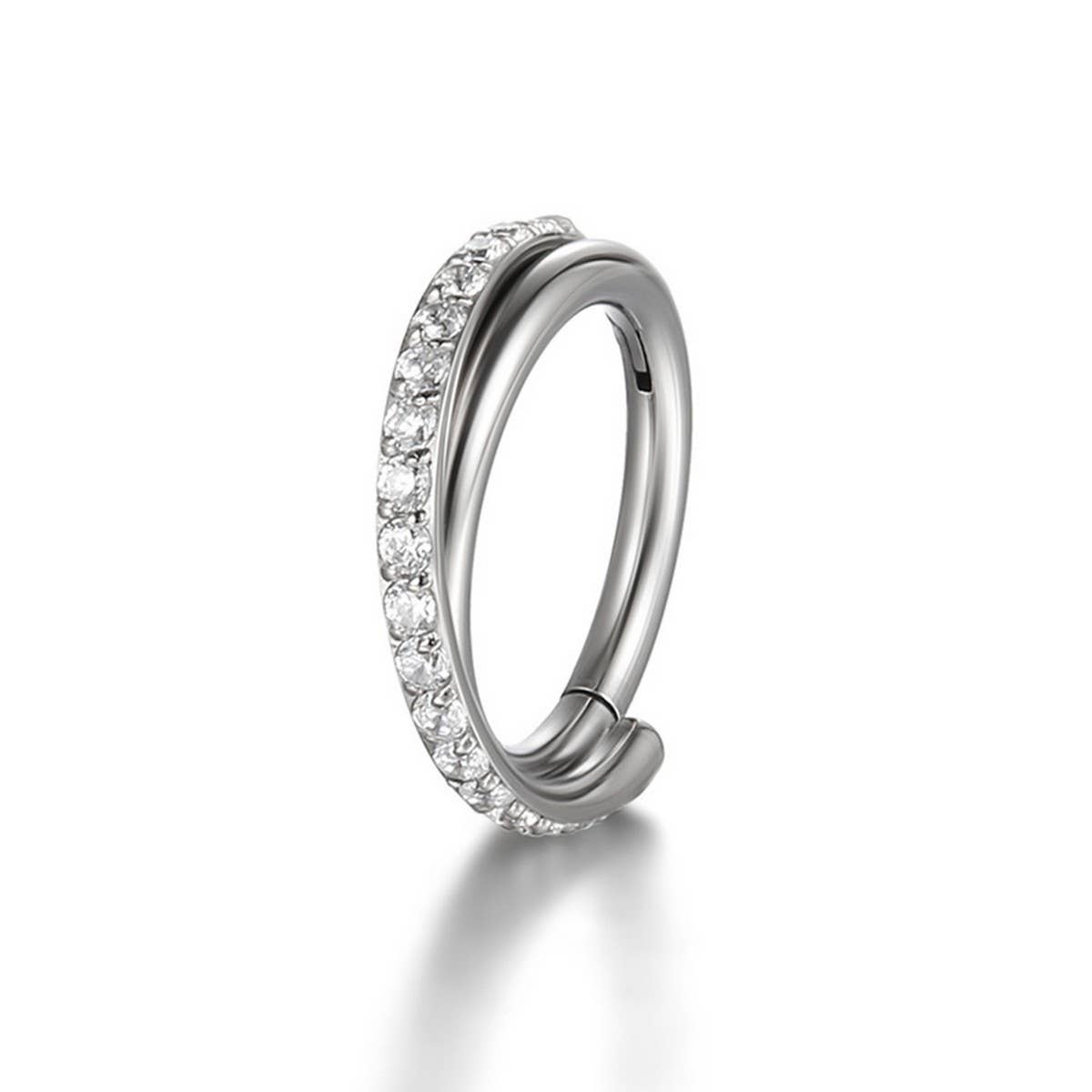 Double Row Zircon Closed Nose Ring Piercing