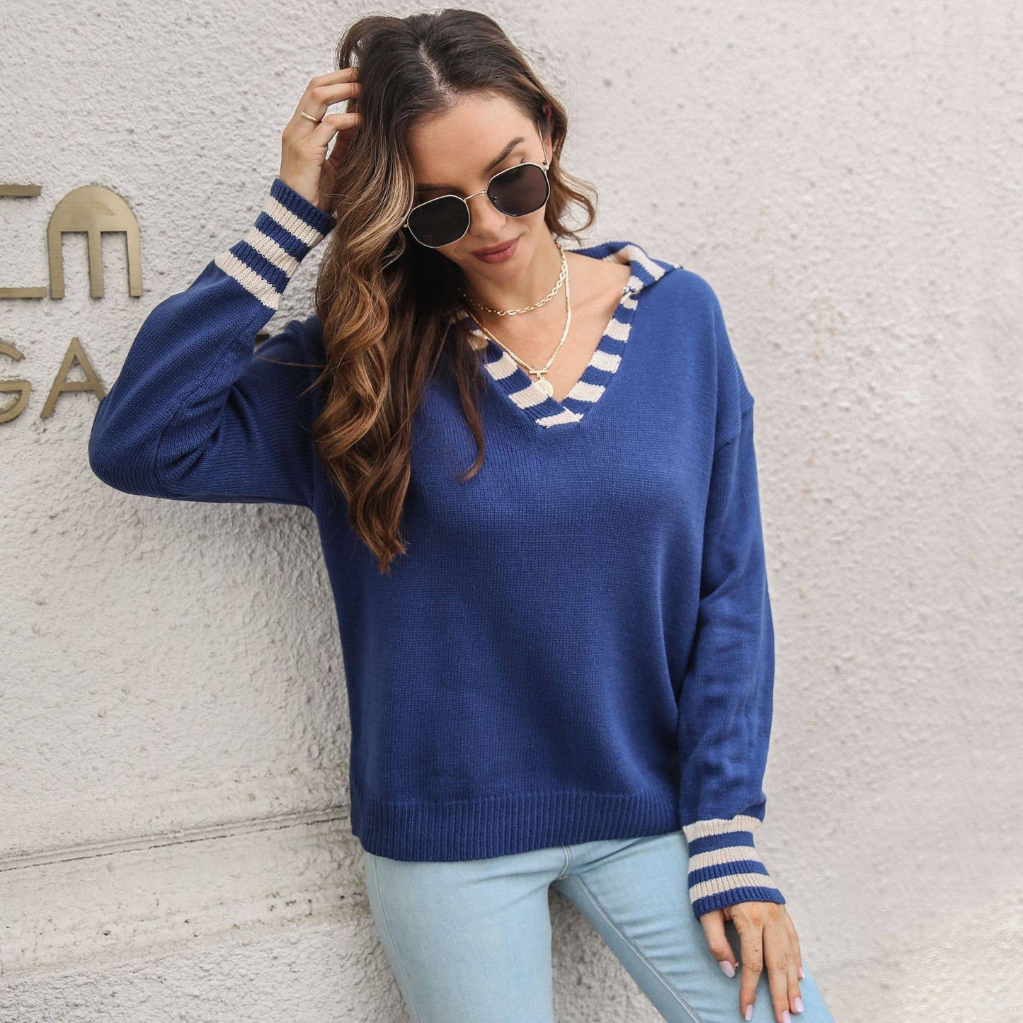 STRIPED LONG-SLEEVED AUTUMN AND WINTER KNITWEAR