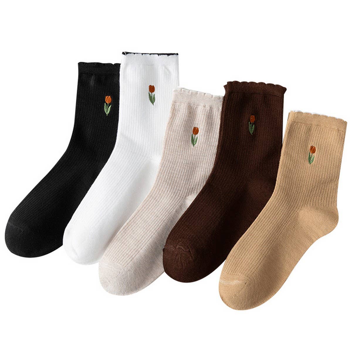 FLORAL EMBROIDERED COTTON SOCKS
