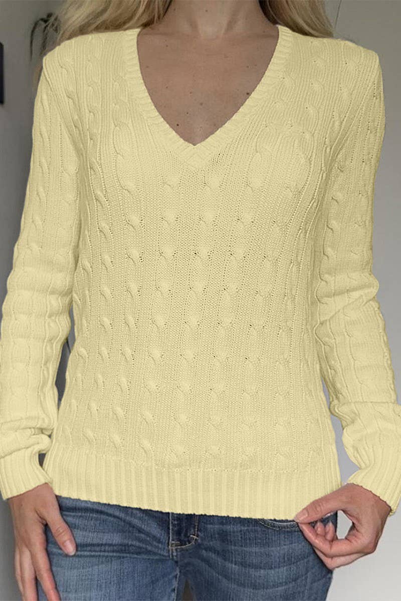 CWOSWL07534_CASUAL LONG-SLEEVED SOLID COLOR KNITTED TOP