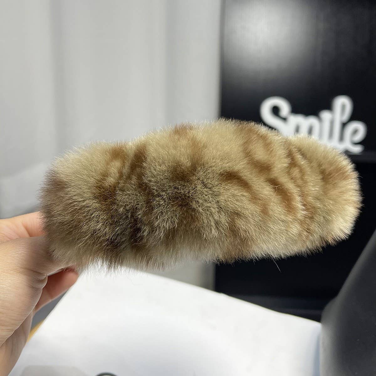 Fuzzy Bunny Fur Hair Claw, Large Lazy Style Clip