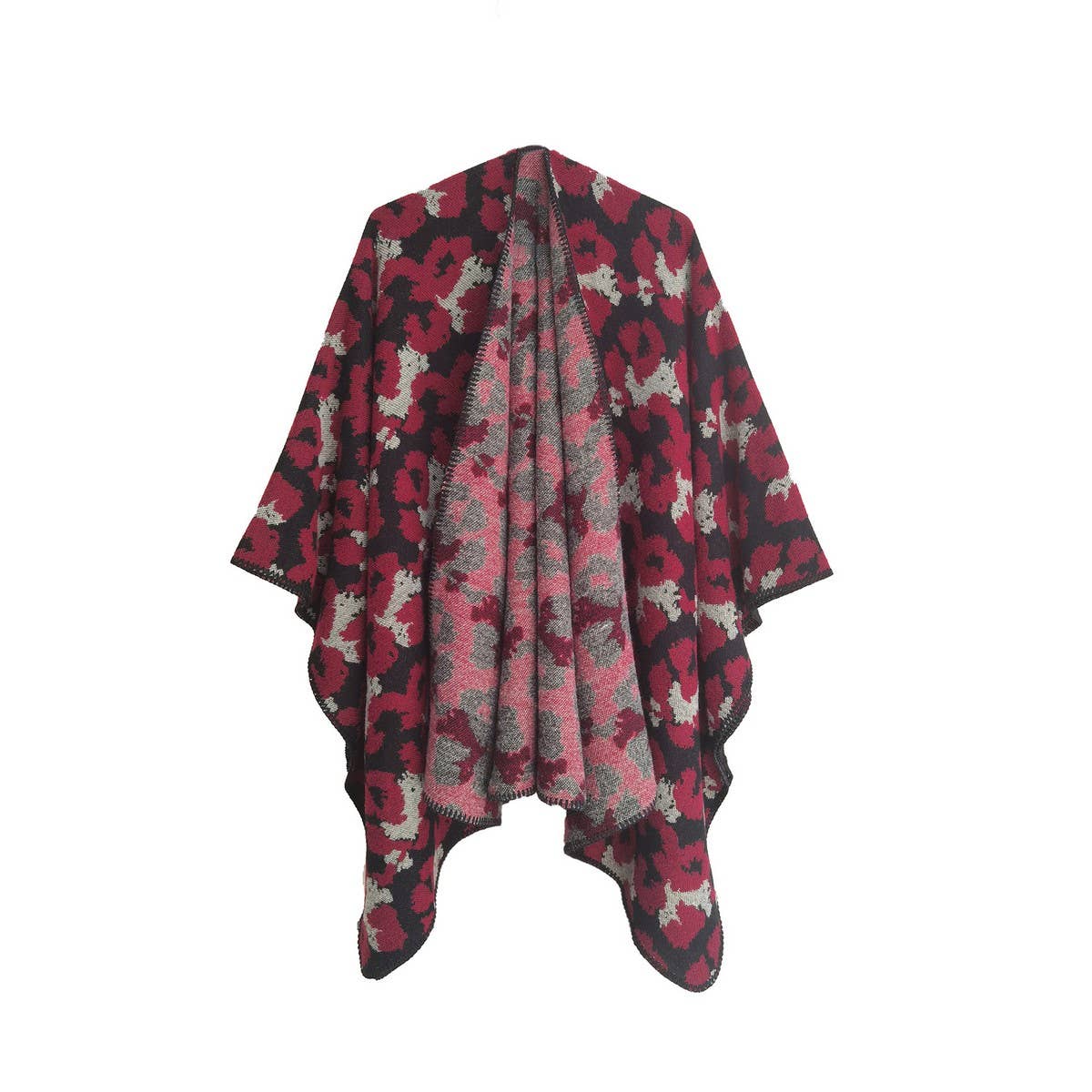 VINTAGE GRAIN PATTERN SPLIT CLOAK SHAWL