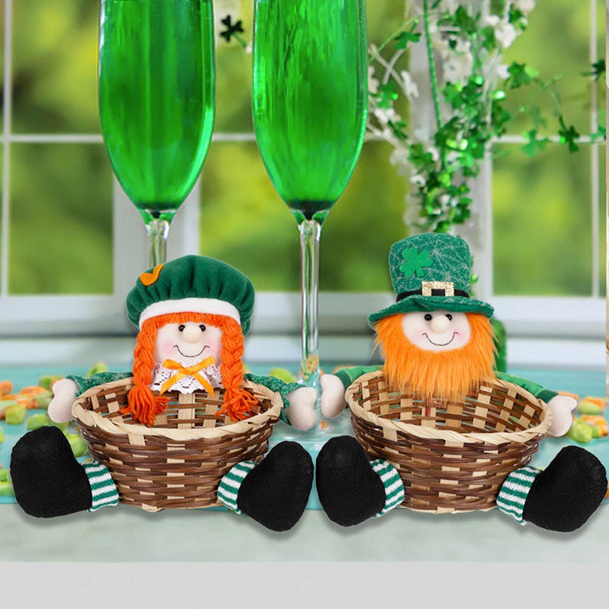 ST. PATRICK'S DAY PARTY GNOME WITH BASKET DOLL_CWMM3438