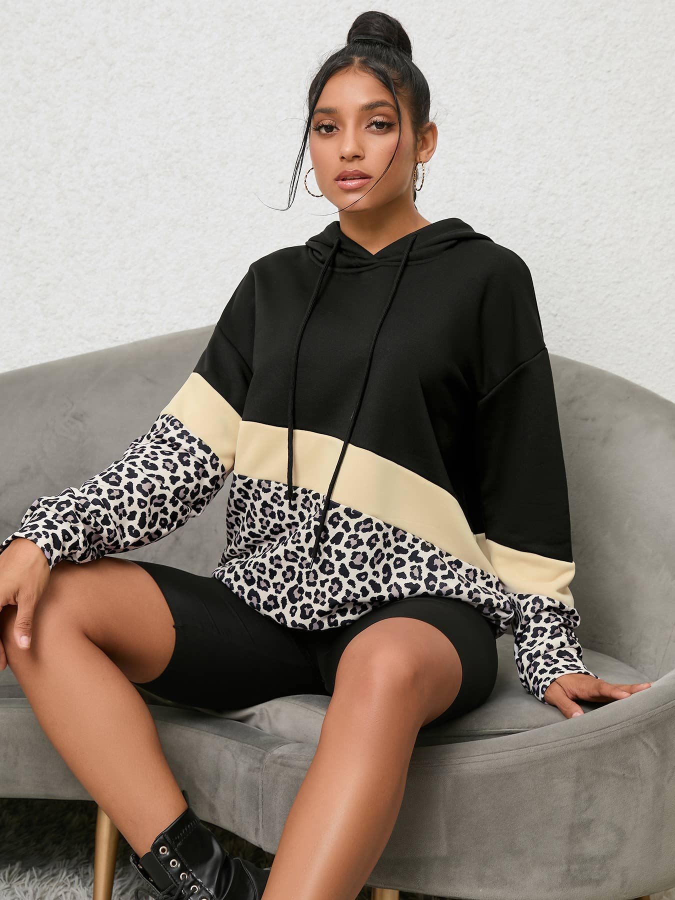 LEOPARD-PRINT HOODIE FASHION PULLOVER HOODIE