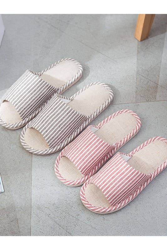 VERTICAL STRIPE COMFY HOME SHOES INDOOR SLIPPERS